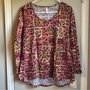 NEW LuLaRoe Cotton Blend Orange Yellow Long Sleeve Lynnae Tunic Tee - Sz S